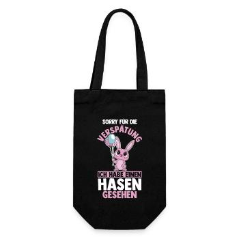Kaninchen Hase - Geschenkbeutel für Flaschen - Schwarz - Vorne
