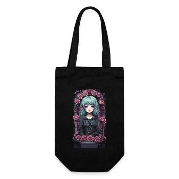 Victorien gothique anime egirl avec des roses - Sac à bouteille - noir - Devant