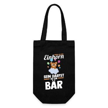 Einhorn Braunbär Bär - Geschenkbeutel für Flaschen - Schwarz - Vorne