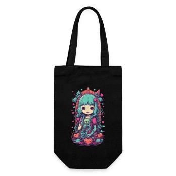 Weirdcore Goth Girl Occult Love Design - Gift Bag for Bottles - black - Front