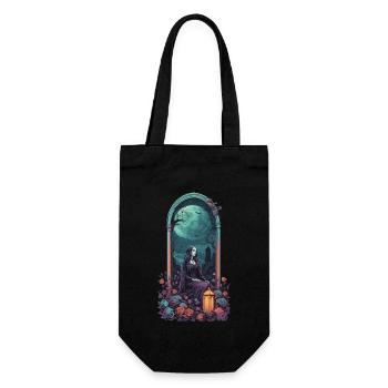Gothic Vollmond Friedhof Nacht Pastell Design - Geschenkbeutel für Flaschen - Schwarz - Vorne