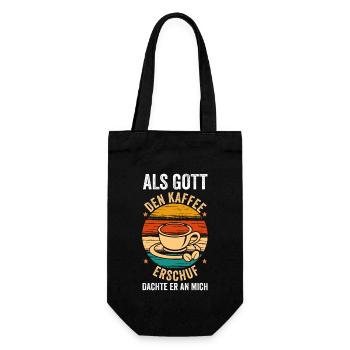 Als Gott Den Kaffee Erschuf Dachte Er An Mich - Geschenkbeutel für Flaschen - Schwarz - Vorne