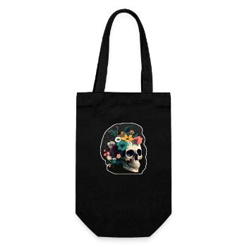 Human Skull & Flowers 8 - Gift Bag for Bottles - black - Front