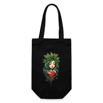 Plant Leaves Girl Heart Tattoo Streetwear - Gift Bag for Bottles - black - Front