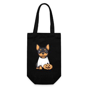 Dobermann Hund Halloween Comic Geist - Geschenkbeutel für Flaschen - Schwarz - Vorne