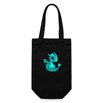 Baby Drache Cyan | Niedlicher cyan Baby Drache - Geschenkbeutel für Flaschen - Schwarz - Vorne