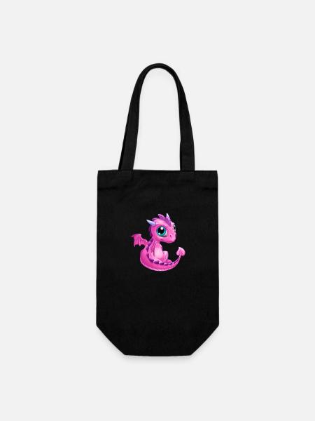 Bébé Dragon Rose | Mignon bébé dragon rose - Sac à bouteille - noir