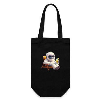 Yeti Monster im Sonnenstuhl - Geschenkbeutel für Flaschen - Schwarz - Vorne