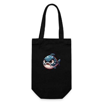 cute angry Piranha - Geschenkbeutel für Flaschen - Schwarz - Vorne