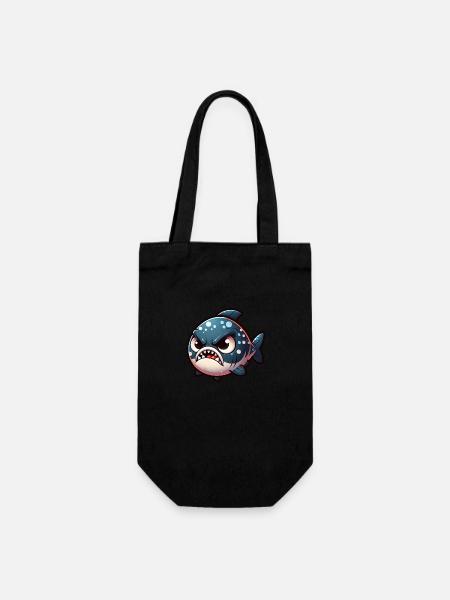 cute angry Piranha - Geschenkbeutel für Flaschen - Schwarz