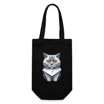 British Shorthair Cat Origami - Gift Bag for Bottles - black - Front