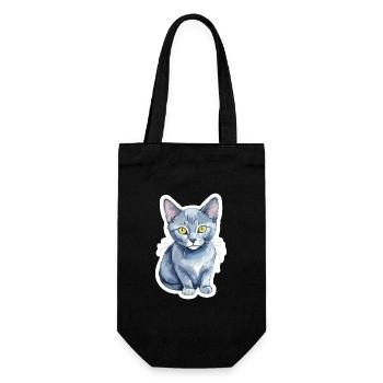 Russian Blue Cat Watercolor - Gift Bag for Bottles - black - Front