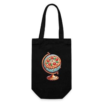 Pizza Kugel Schmelzender Käse Design - Geschenkbeutel für Flaschen - Schwarz - Vorne