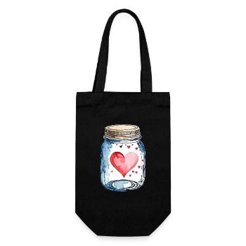 Verre plein de cœurs d’amour Aquarelles - Sac à bouteille - noir - Devant