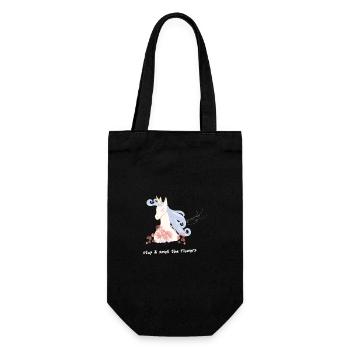 Einhorn liebt Blumen - Geschenkbeutel für Flaschen - Schwarz - Vorne