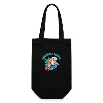 Manatee with lots of colorful fish - Gift Bag for Bottles - black - Front