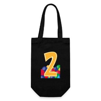 2 / Zweiter Geburtstag mit Bunten Luftballons. - Geschenkbeutel für Flaschen - Schwarz - Vorne