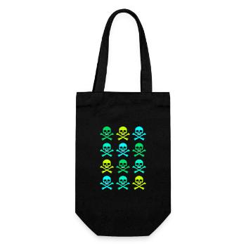Skull / Pattern / Green - Gift Bag for Bottles - black - Front