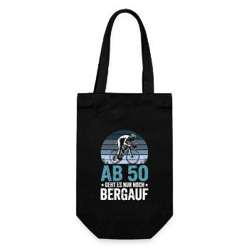 From 50 onwards it's uphill road bike 50th birthday - Gift Bag for Bottles - black - Front