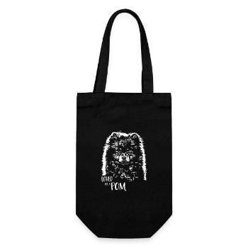 Loved by a Pom Pomeranian Hunde Hundespruch - Geschenkbeutel für Flaschen - Schwarz - Vorne