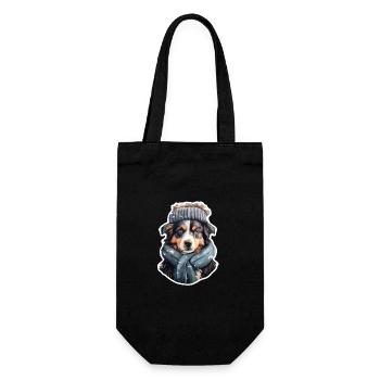 Australian Shepherd in Winter Wonderland - Gift Bag for Bottles - black - Front