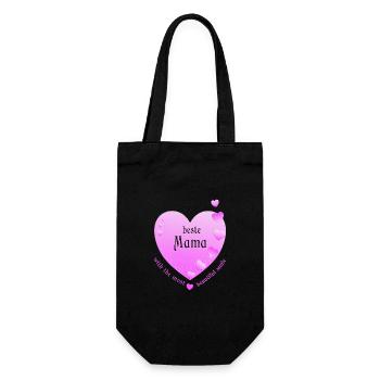 beste Mama - Geschenkbeutel für Flaschen - Schwarz - Vorne
