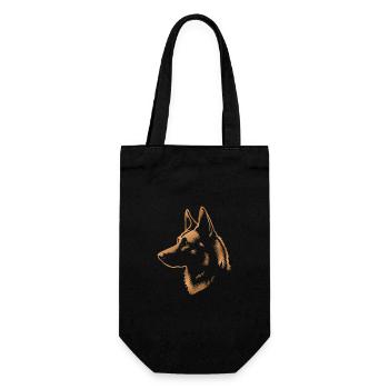 Malinois, Tête de chien, Dessin bronze - Sac à bouteille - noir - Devant