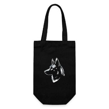 Malinois, dog head, silver drawing - Gift Bag for Bottles - black - Front