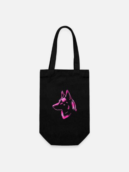 Malinois, Hundekopf, Zeichnung pink - Geschenkbeutel für Flaschen - Schwarz