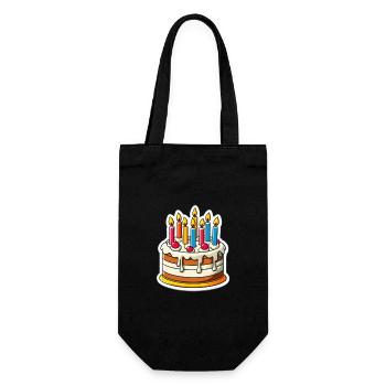 Bunter Geburtstagskuchen mit Kerzen - Geschenkbeutel für Flaschen - Schwarz - Vorne