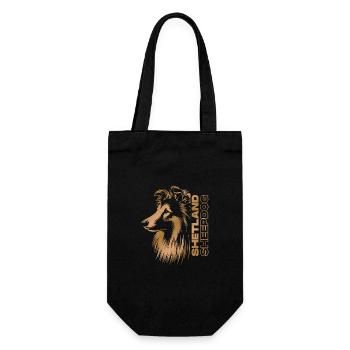 Sheltie | Shetland Sheepdog Dog Head gold - Gift Bag for Bottles - black - Front
