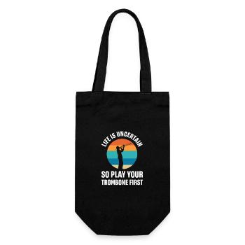 Brass Band Instrument Trombone Trombones Costume - Gift Bag for Bottles - black - Front