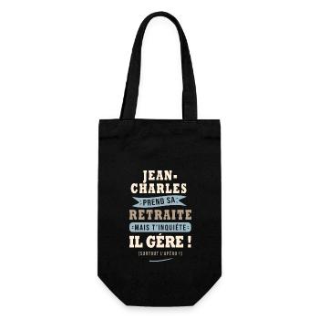 Jean-Charles humour retraite cadeau retraité - Sac à bouteille - noir - Devant