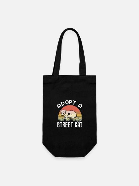 Adopt A Street Cat Funny Opossum Vintage - Geschenkbeutel für Flaschen - Schwarz