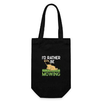 I'd rather be Mowing Funny Lawn Mower Grass Garden - Gift Bag for Bottles - black - Front