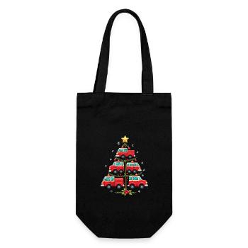 Lustiges Feuerwehrauto, Feuerwehrauto, Weihnachten - Geschenkbeutel für Flaschen - Schwarz - Vorne