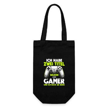 Zocker-Bruder: Junge Gamer Leben - Geschenkbeutel für Flaschen - Schwarz - Vorne