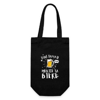 Jeder Job verdient sein Bier - Geschenkbeutel für Flaschen - Schwarz - Vorne