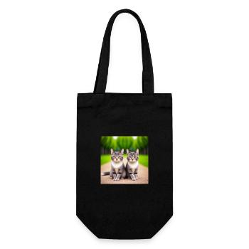 Feline twins on the road - Gift Bag for Bottles - black - Front