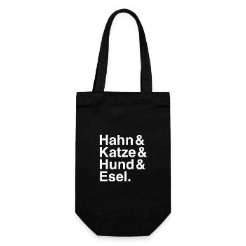 Hahn & Katze & Hund & Esel. - Geschenkbeutel für Flaschen - Schwarz - Vorne