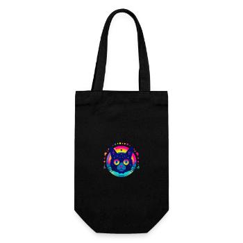 Flat Icon Cat Rainbow - Geschenkbeutel für Flaschen - Schwarz - Vorne