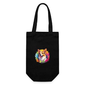 Corgi sur aquarelles colorées - Sac à bouteille - noir - Devant