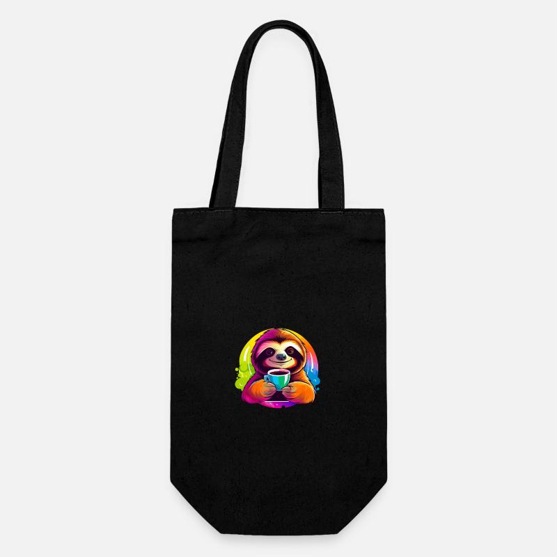 Cute sloth drinking coffee - Gift Bag for Bottles - black