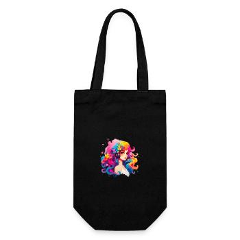 Girl with bright colorful hair - Gift Bag for Bottles - black - Front