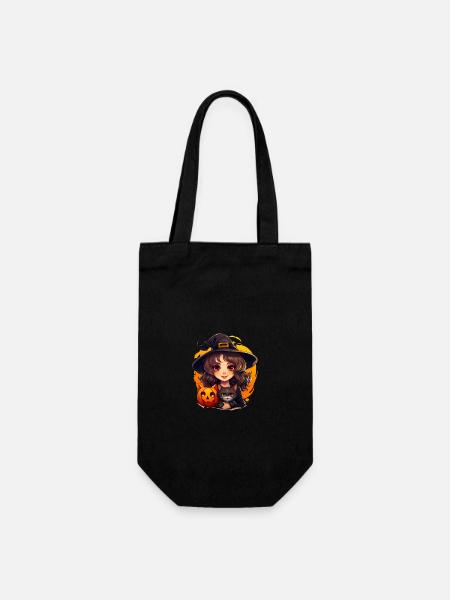 Halloween witch with black cat and pumpkin - Gift Bag for Bottles - black