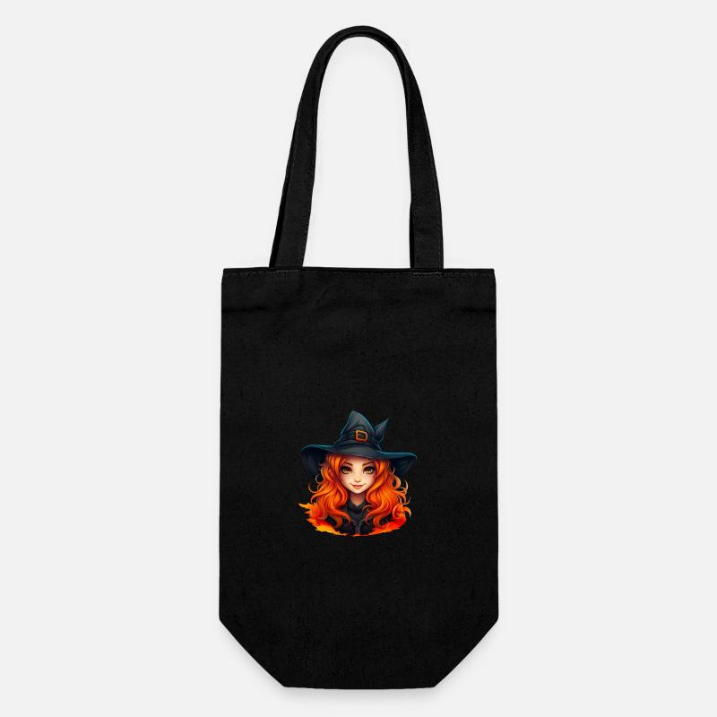 Jolie sorcière aux cheveux roux comme le feu - Sac à bouteille - noir