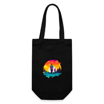 Father and son in front of sunset - Gift Bag for Bottles - black - Front
