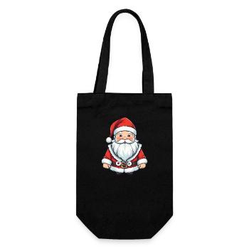 Comic Weihnachtsmann - Geschenkbeutel für Flaschen - Schwarz - Vorne