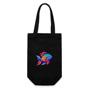 Poisson rouge arc-en-ciel - Sac à bouteille - noir - Devant