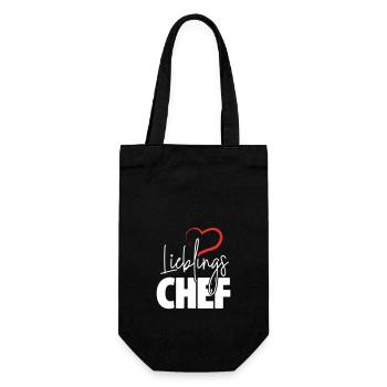Lieblingschef mit Herz - Geschenkbeutel für Flaschen - Schwarz - Vorne
